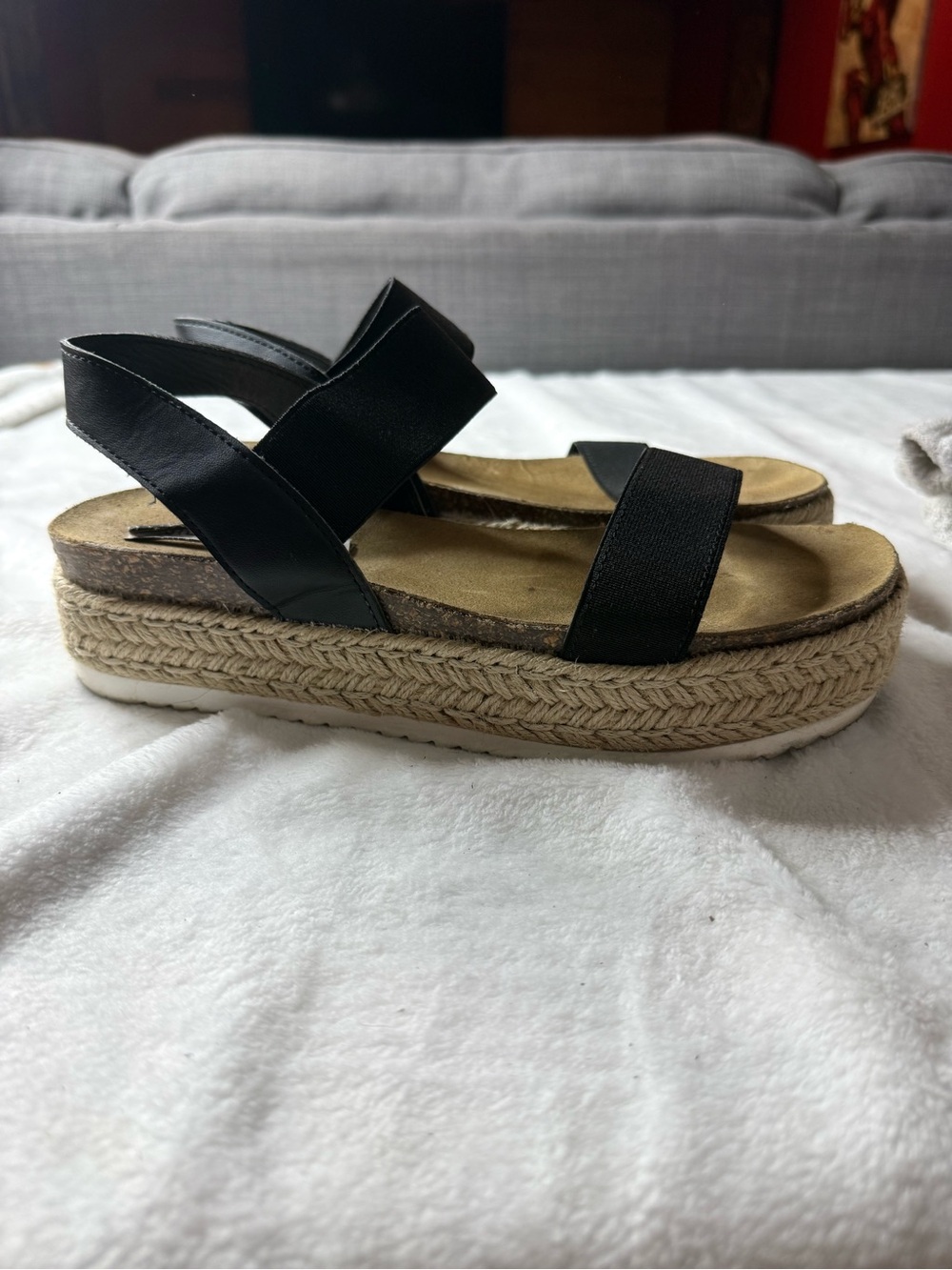 Steve Madden Black Platform Espadrille Sandals - Women's Casual Slide
